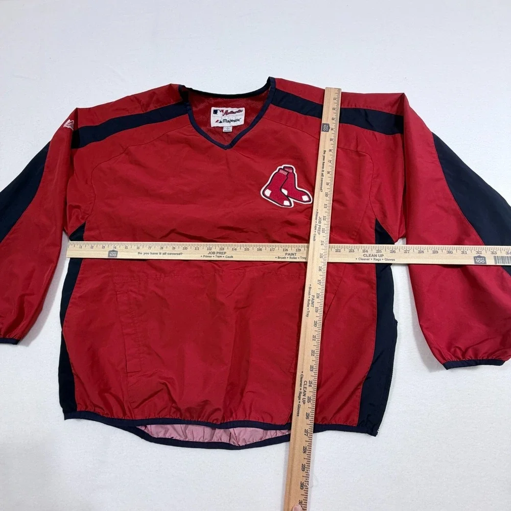 VTG Boston Red Sox Jacket Mens L Red Majestic Baseball MLB Coach Windbreaker